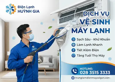Vệ sinh máy lạnh tại nhà – Sạch sâu, có mặt 30 phút | Huỳnh Gia