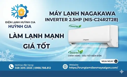 Máy lạnh Nagakawa Inverter 2.5HP NIS-C24R2T28 – Làm lạnh mạnh, giá tốt