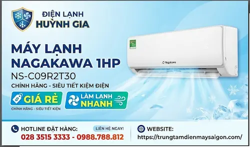 Máy lạnh Nagakawa 1HP NS-C09R2T30 – Giá rẻ, làm lạnh nhanh