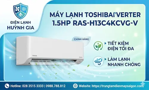 Máy Lạnh Toshiba Inverter 1.5HP RAS-H13C4KCVG-V – Tiết Kiệm Điện, Làm Lạnh Nhanh
