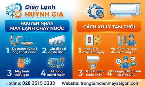 Máy Lạnh Bị Chảy Nước: Nguyên Nhân & Cách Xử Lý Nhanh Tại Nhà (Tránh Hư Hỏng Nặng)