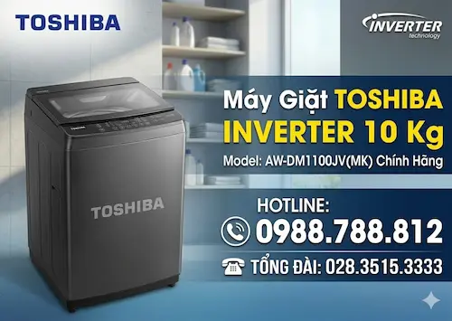 Máy giặt Toshiba Inverter 10 Kg AW-DM1100JV(MK) Chính Hãng