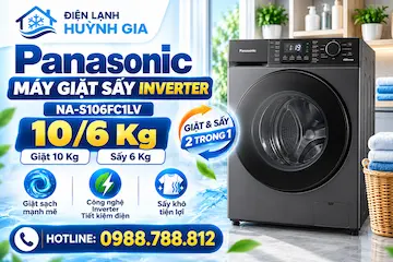 Máy giặt sấy Panasonic 10/6 Kg NA-S106FC1LV Chính Hãng