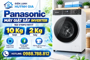 Máy giặt sấy Panasonic 10/2 Kg NA-V10FC1WVT Chính Hãng